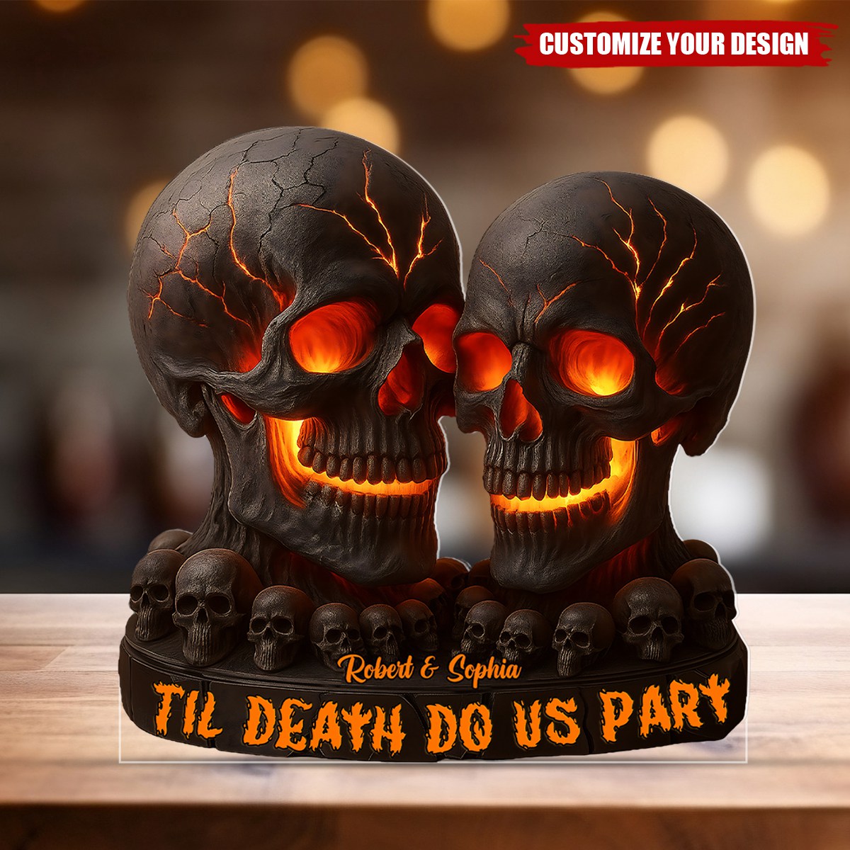 Til Death Do Us Part - Personalized Skull Custom Shaped Acrylic Plaque