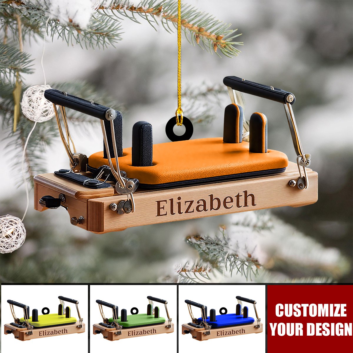 Custom Pilates Reformer Acrylic Ornament, Unique Gift for Pilates Instructor & Lover