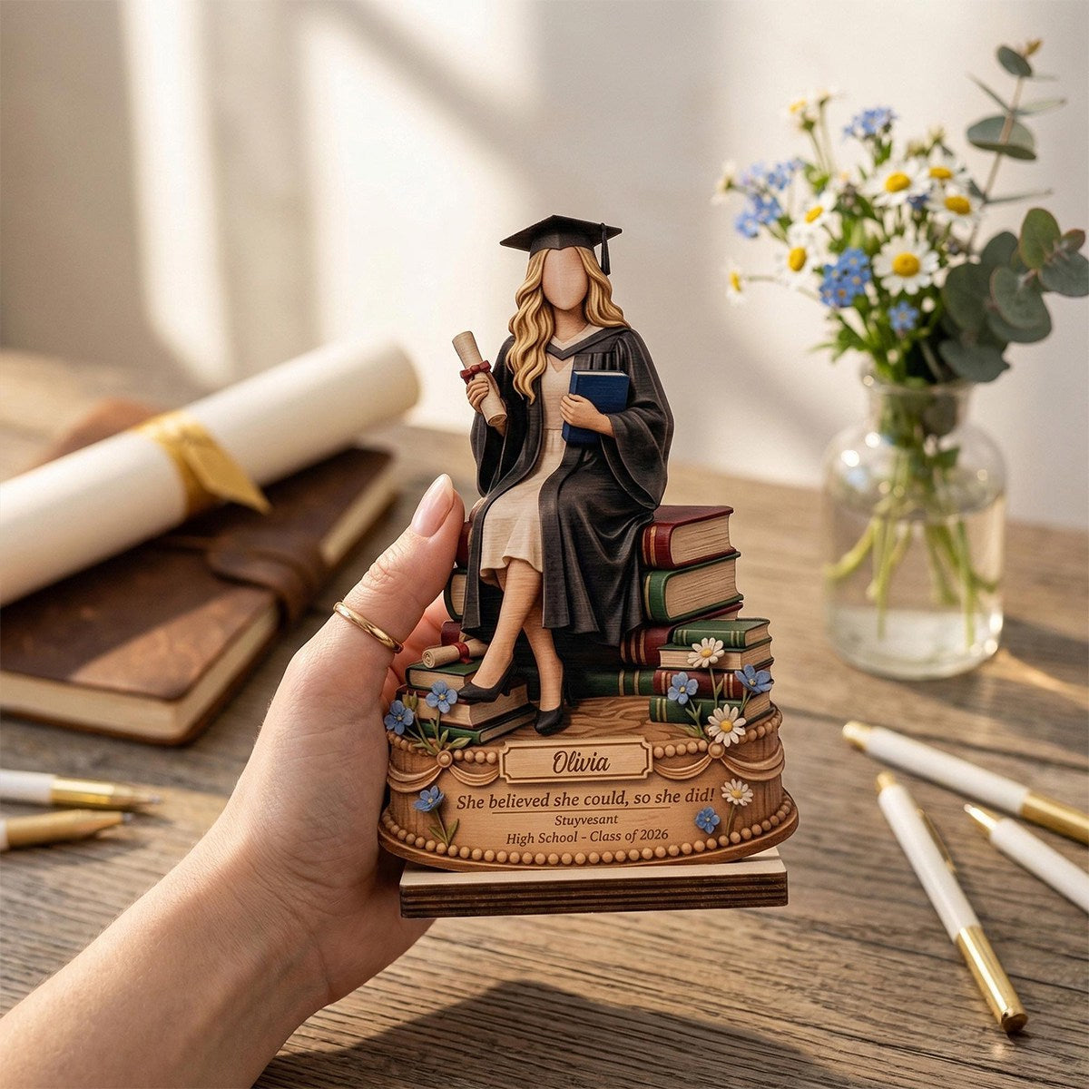 Custom Graduation Photo Plaque Wood Block Plaque, Class of 2026 Keepsake