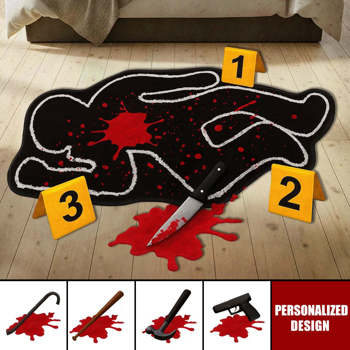 Funny Crime Scene Rug - Personalized True Crime Shaped Doormat