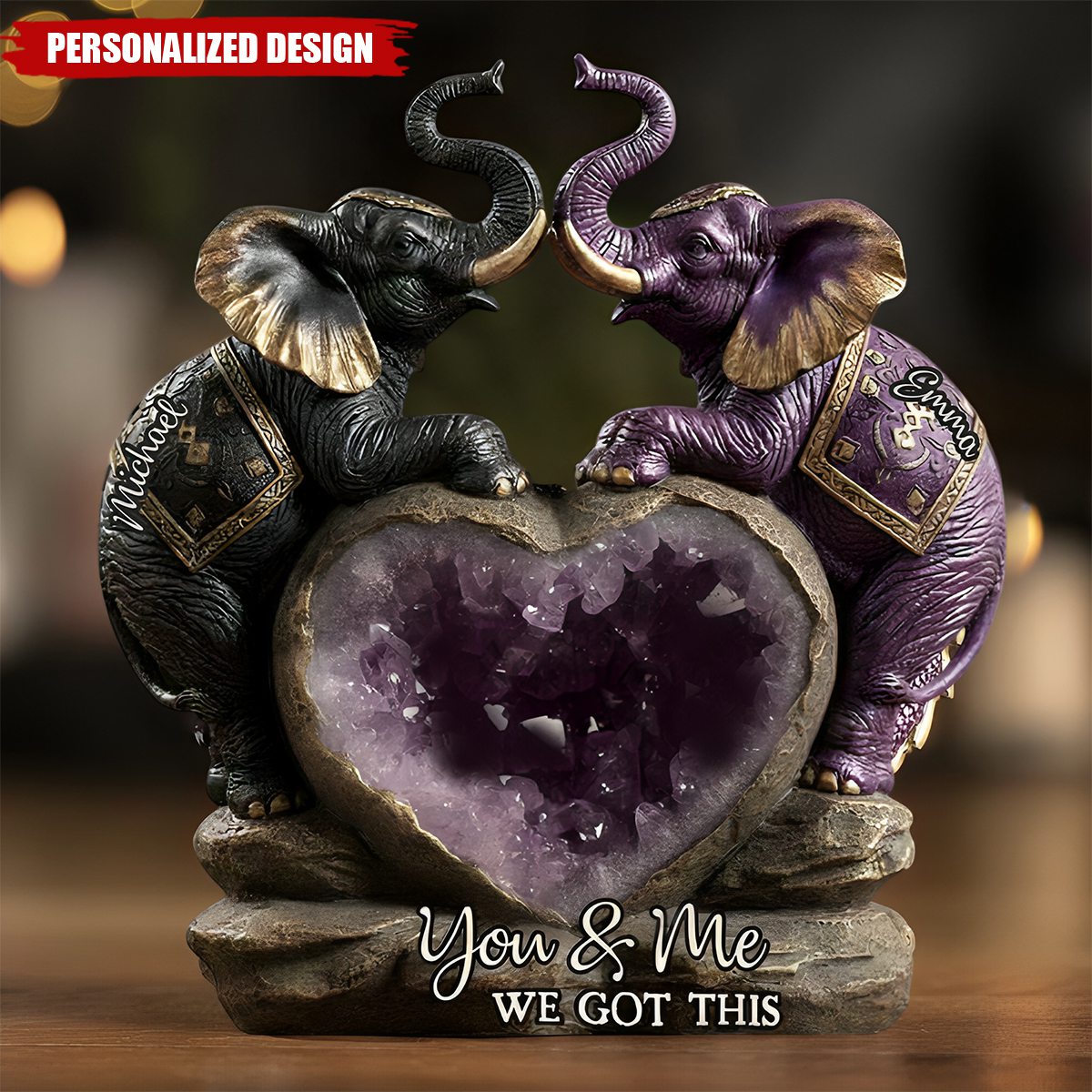 You & Me We Got This-Personalized Elephant Acrylic Plaque