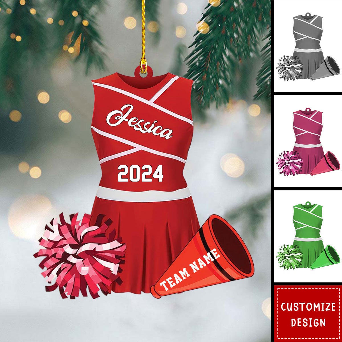 Personalized Cheerleader Ornaments - Gift For Cheerleading Pom pom Girl - New Release