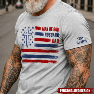 Man Of God, Husband, Dad, Papa-Personalized Shirt-Father's Day Gift
