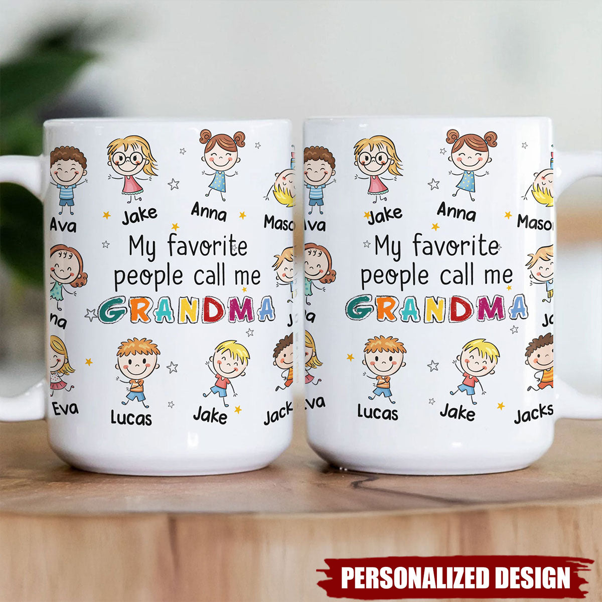 Personalized Mug-My Favorite People Call Me Grandma Doodle Colorful
