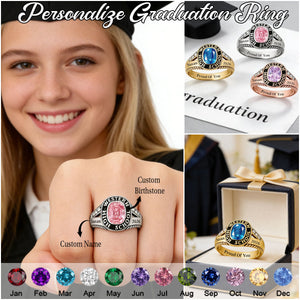 Personalized Graduation Class Birthstone Ring - Graduation Jewelry Gift for Men & Women