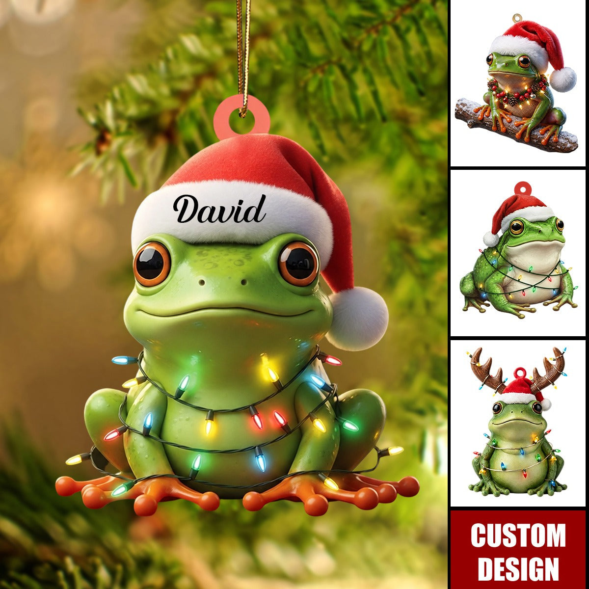 Personalized Frog Christmas 2D Ornament, Gifts For Frog Lovers
