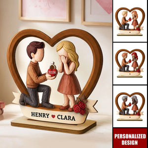 Personalized Couple Marriage Wooden Plaque-Newly Engaged Gift, "She Said Yes!"