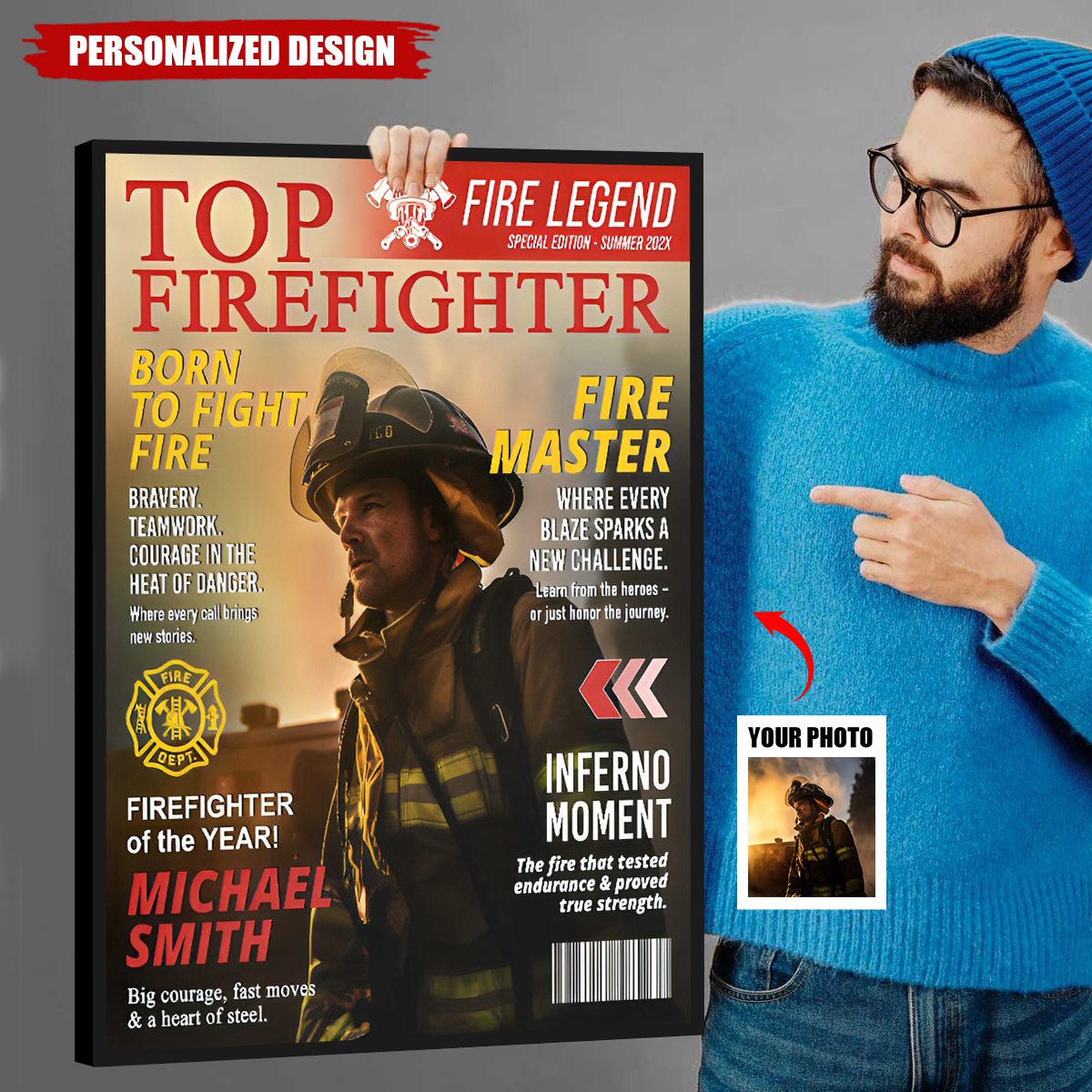 Personalized Firefighter Magazine Poster