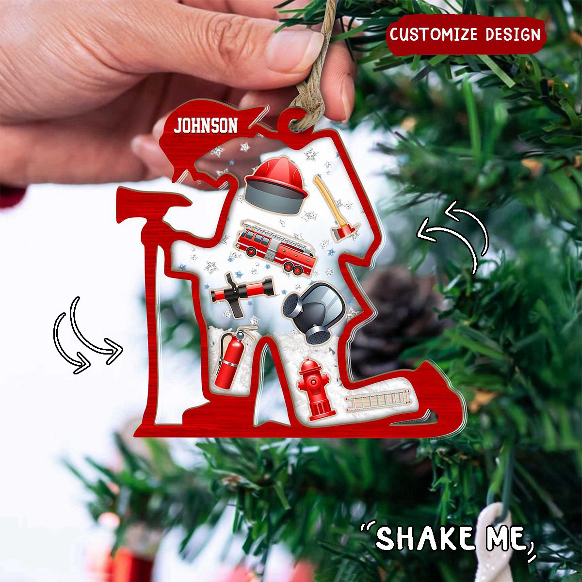 Personalized Firefighter Christmas Shaker Ornament - Gift For Firefighter Fireman