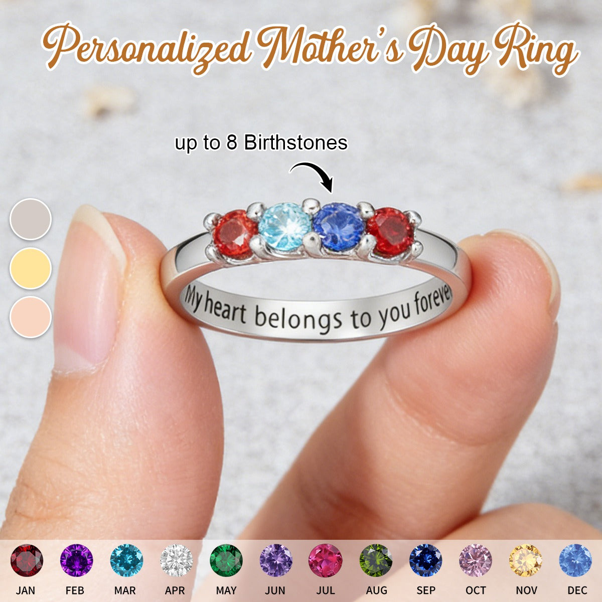 Personalized Birthstones Ring-Mother's Day Gift for Mom Grandma