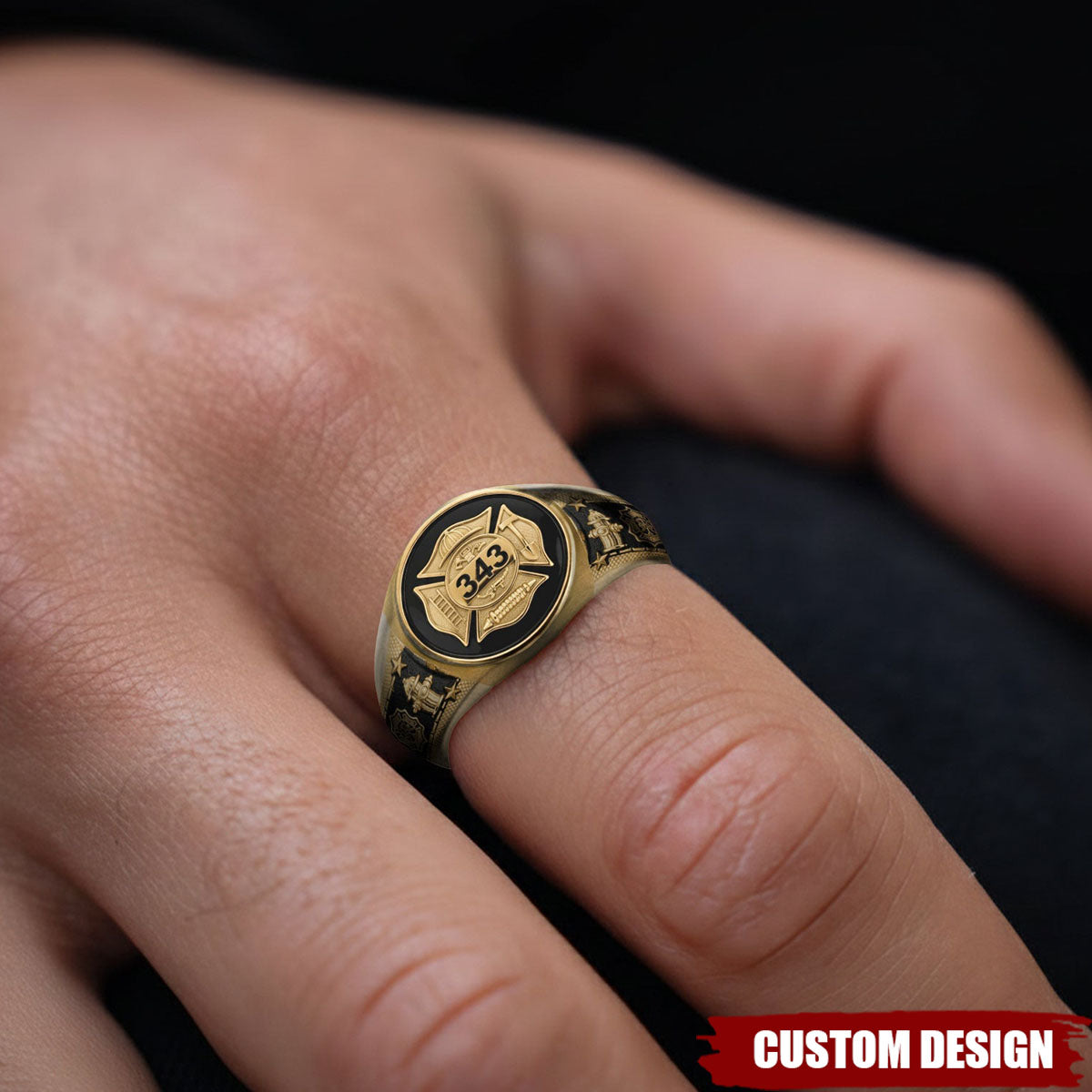 Personalized Strong One Firefighter Signet Ring - Gift For Firefighter ...