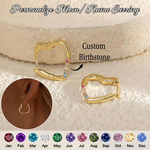 Personalised Birthstone Heart Earrings-Mother's day gift