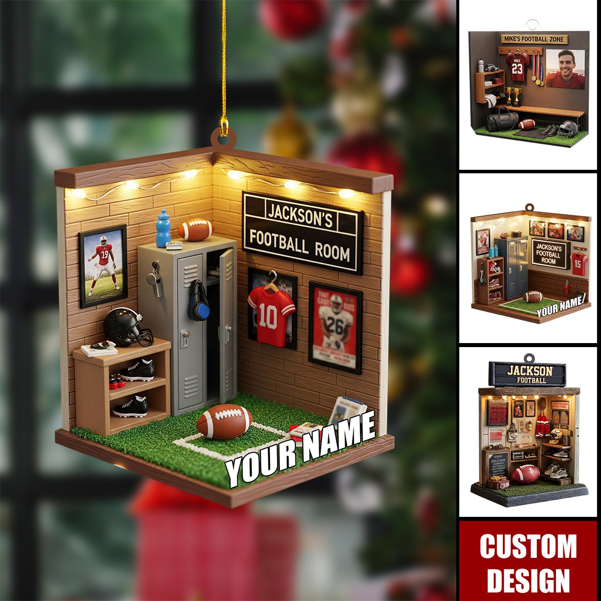 Personalized Football Christmas Ornament - Gift For Football Players, Football Keepsake