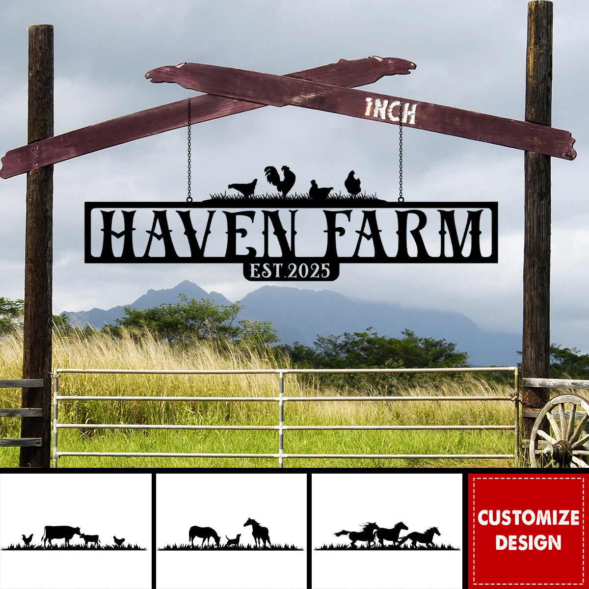 Personalized Black Metal Farm Metal Sign