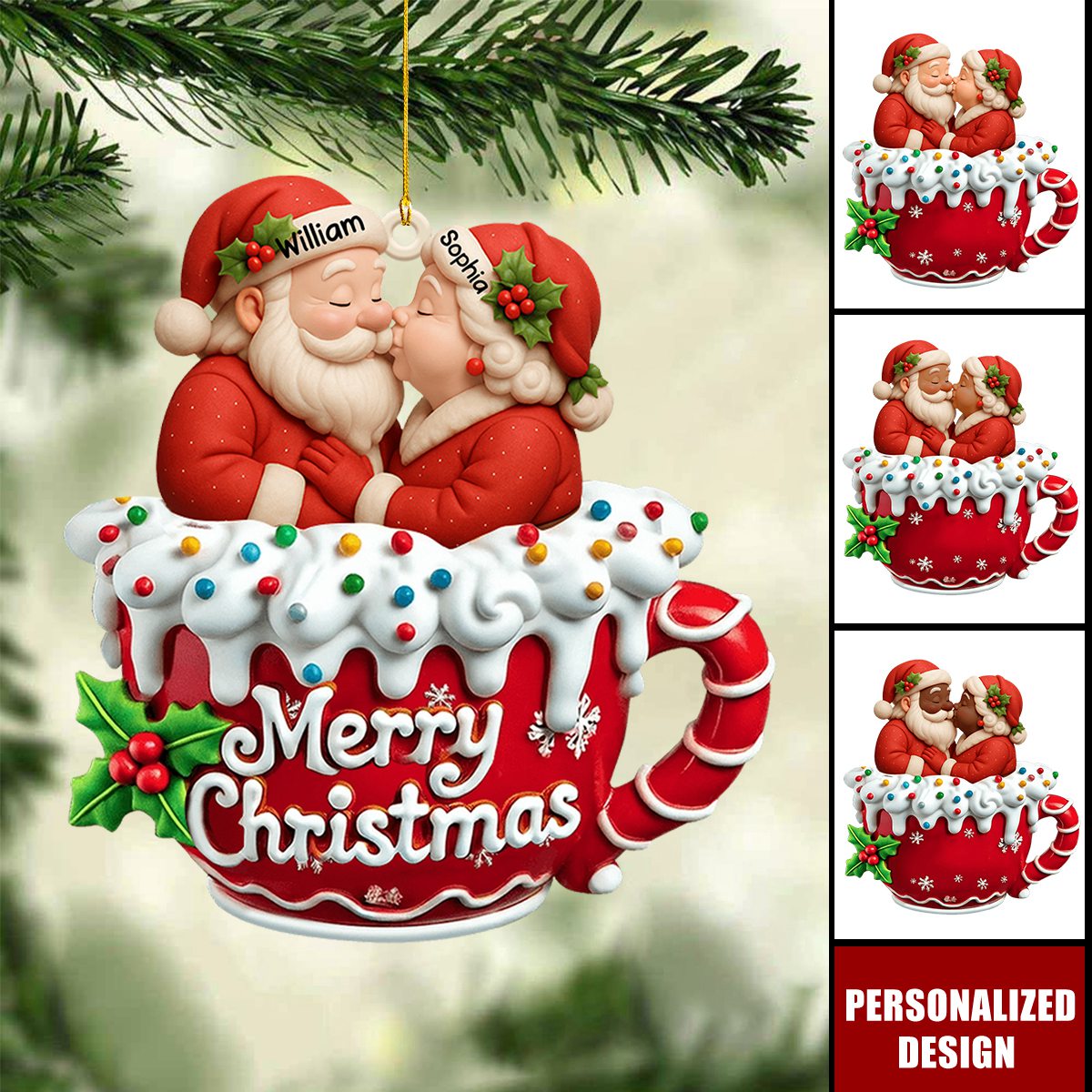 Growing Old Together-Personalized Santa Couple Acrylic Ornament