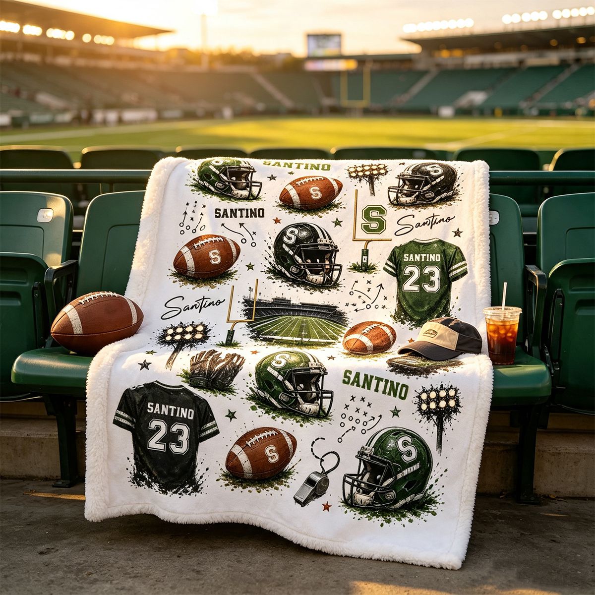 Personalized American Football Blanket, American Football Gift
