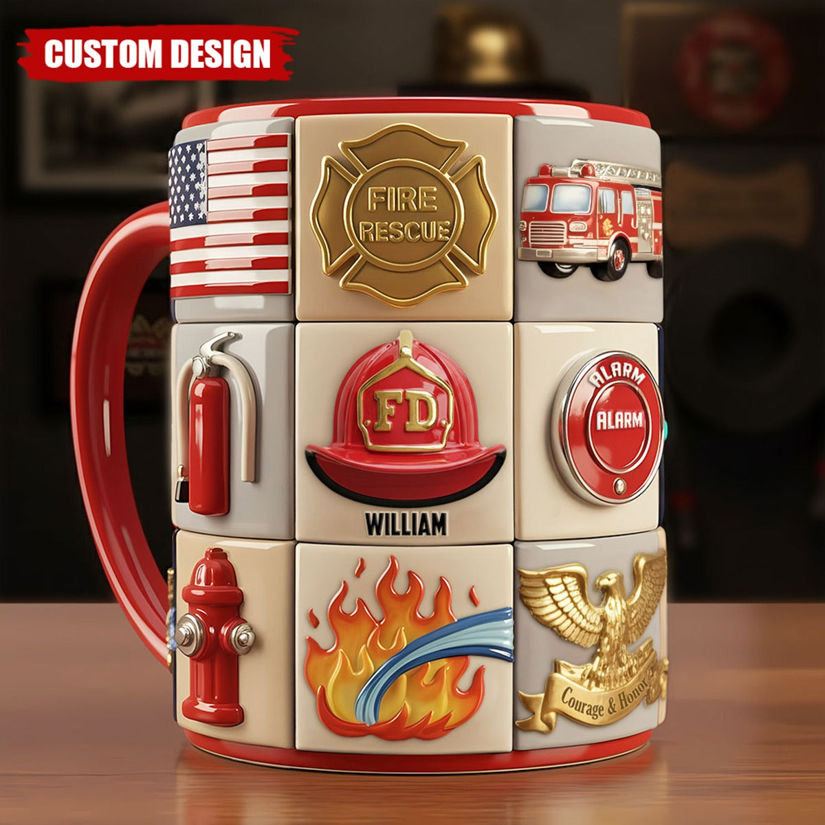 Firefighter Coffee Accent Mug - Personalized Gifts For Firefighter Coffee Mug
