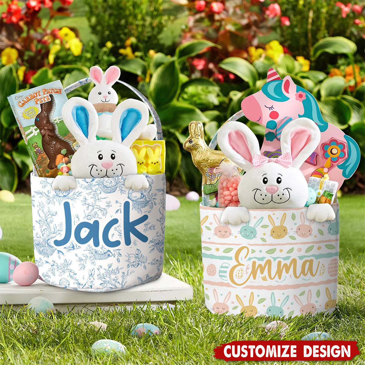Personalized Easter Pattern Basket - Gift For Easter Lovers