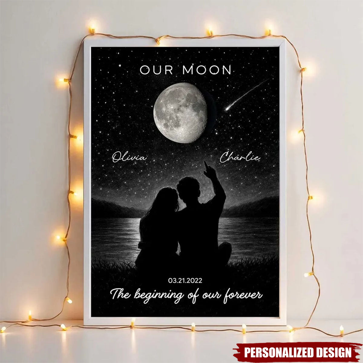 Night Sky Couple Moon Phase-Personalized Couple Poster-Valentine's Day Gift