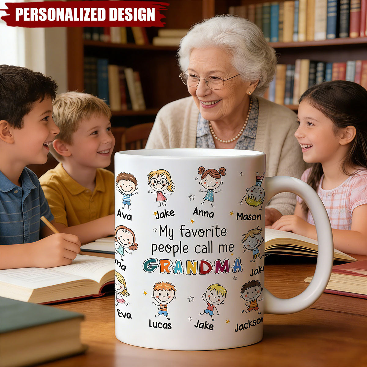Personalized Mug-My Favorite People Call Me Grandma Doodle Colorful