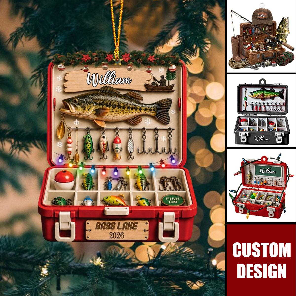 Personalized Fishing Tackle Box Ornament - Gift For Fishing Lovers