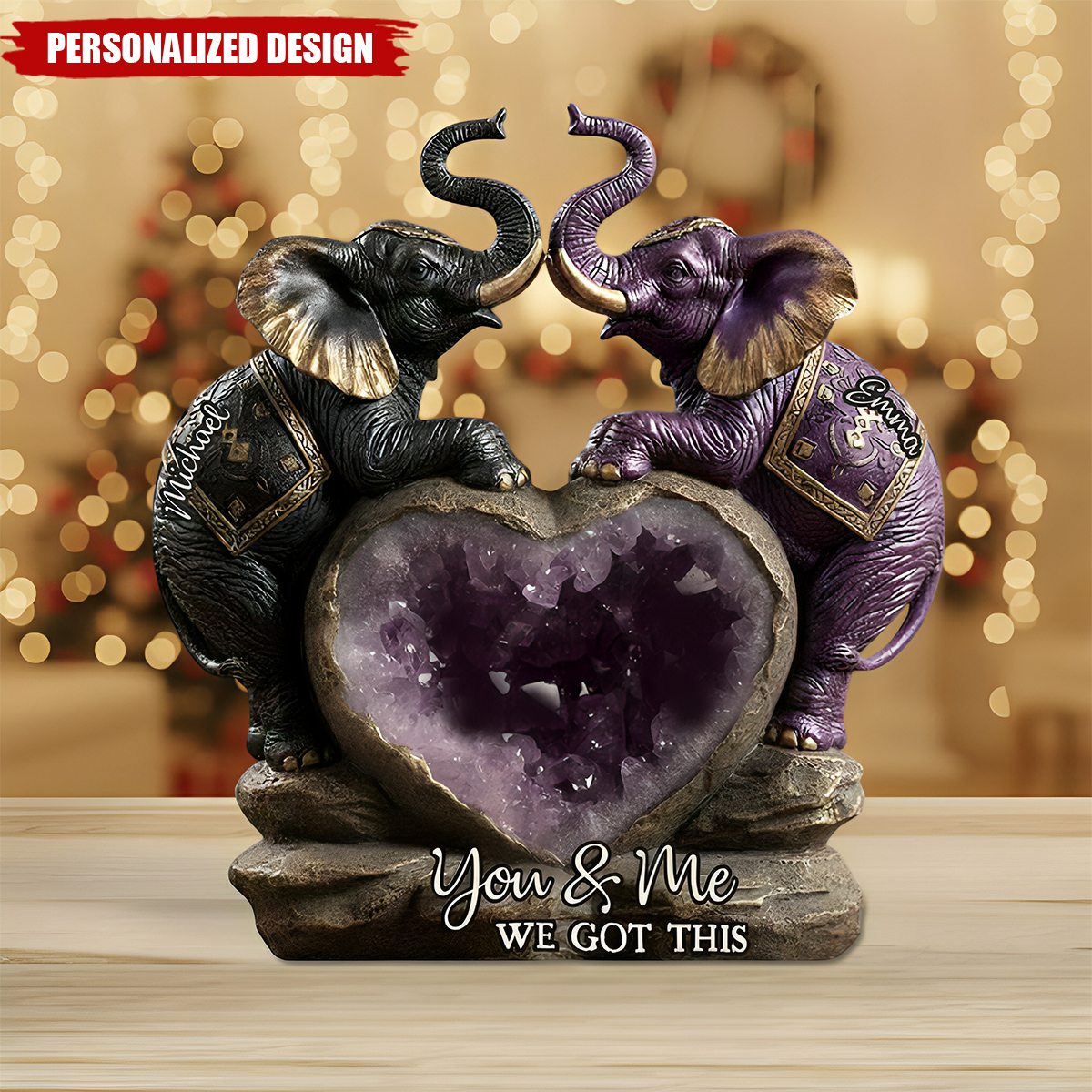 You & Me We Got This-Personalized Elephant Acrylic Plaque