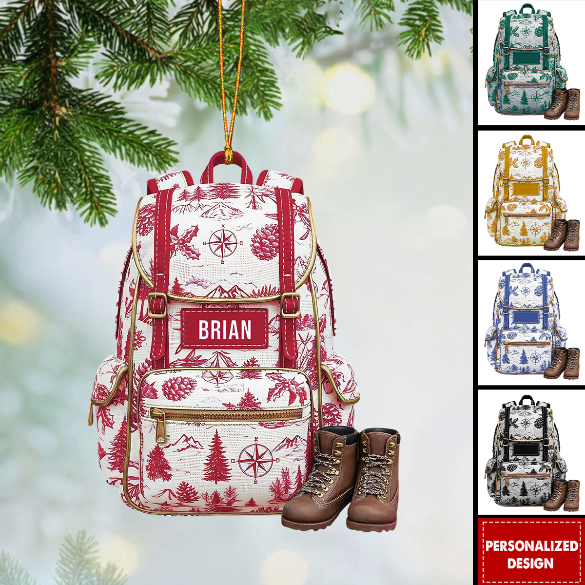 Personalized Hiking Backpack Christmas Ornament-Gift for Traveler