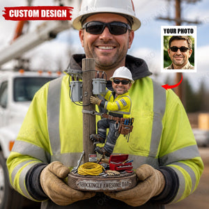 Personalized Lineman Dad 2D Acrylic Photo Plaque, Maintenance Worker , Electrician Award, Lineman Gift
