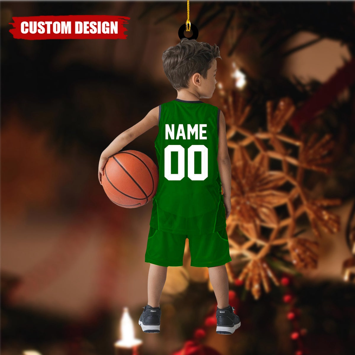 Personalized Basketball Boy Christmas Ornament, Custom Basketball Players 2D Flat Acrylic Ornament, Team Basketball, Kids Basketball Gift