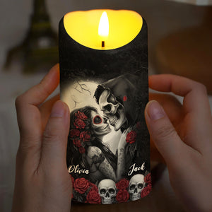 Personalized I Choose You Skull Couple LED Candle