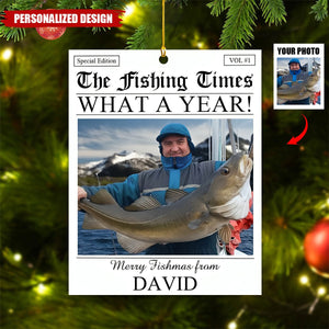 Custom Fishing Photo Ornament-Christmas Gift For Fishing Lover