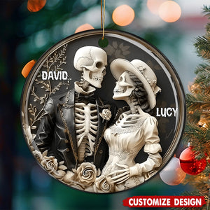 Personalized Skull Couple Christmas Ornament