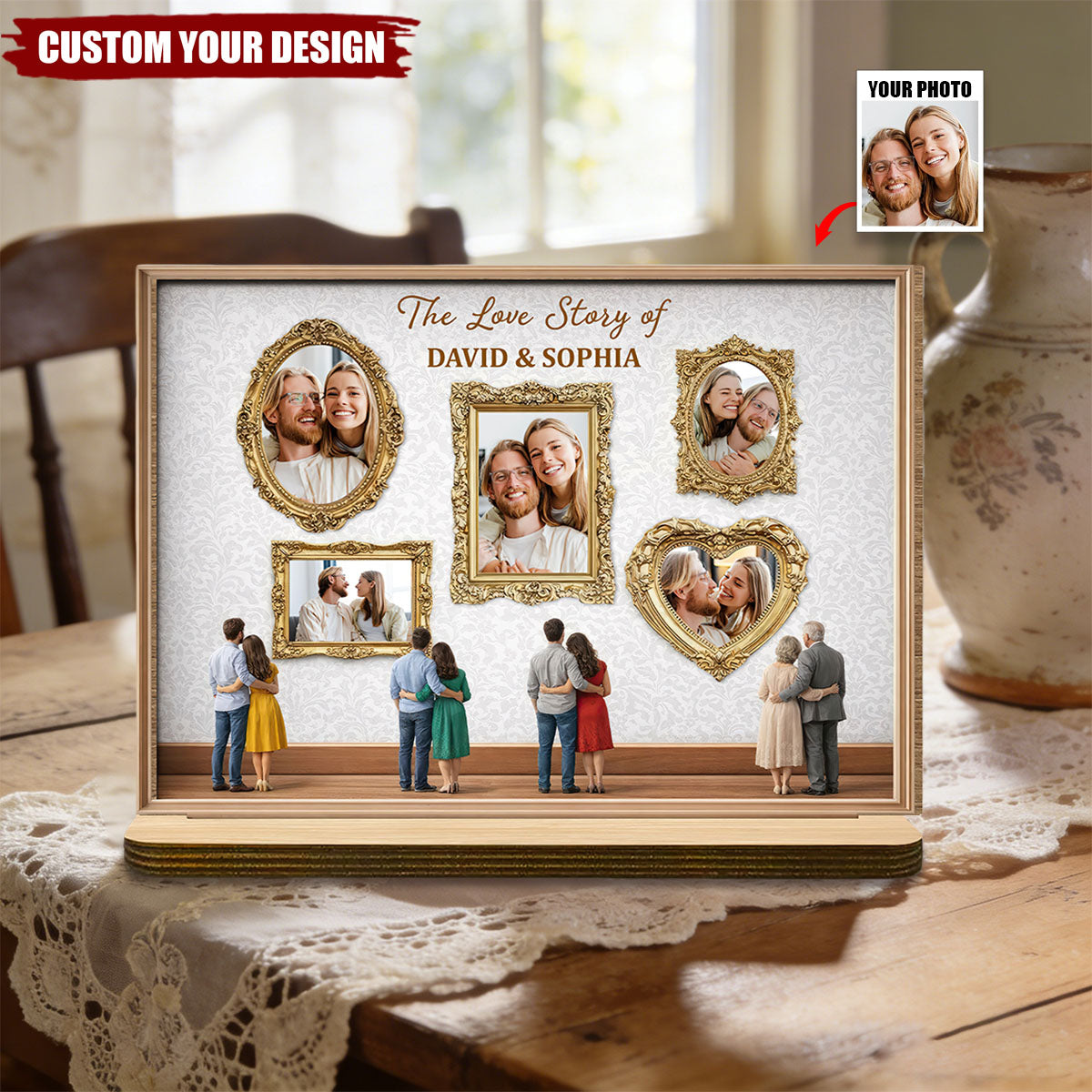 The Love Story Of Us Personalized Wooden Plaque