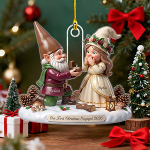 First Christmas Engaged Ornament 2026, Personalized Couple Engagement Gift