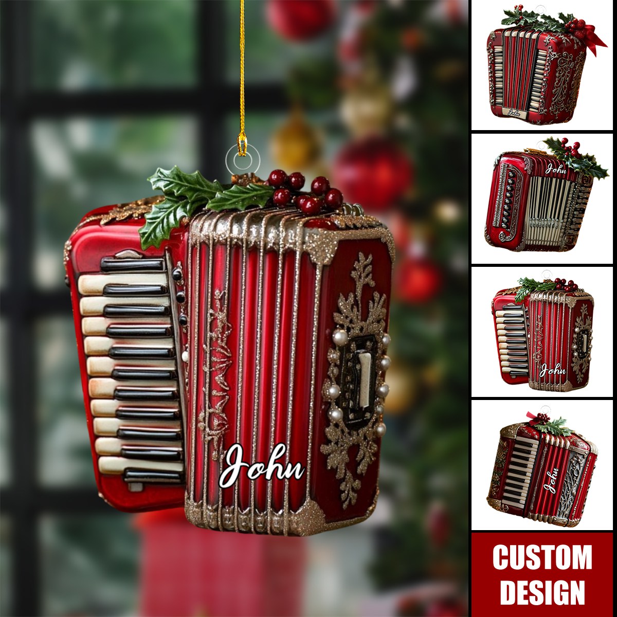 Personalized Accordion Christmas Ornament - Gift For Accordion Players