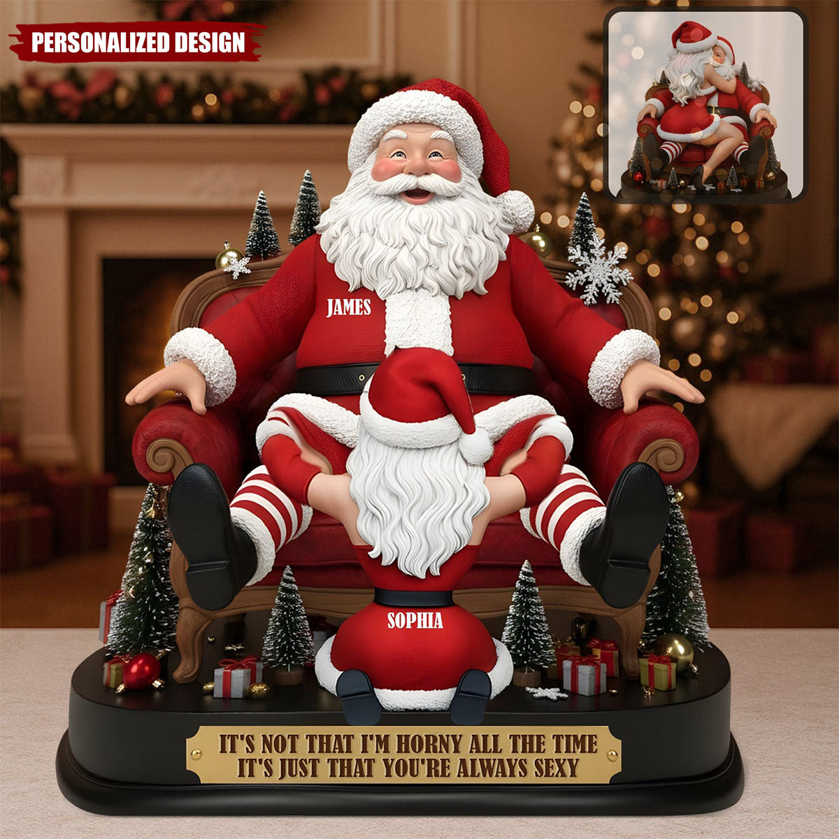 Santa Claus Funny Couple-Personalized Couple Acrylic Plaque