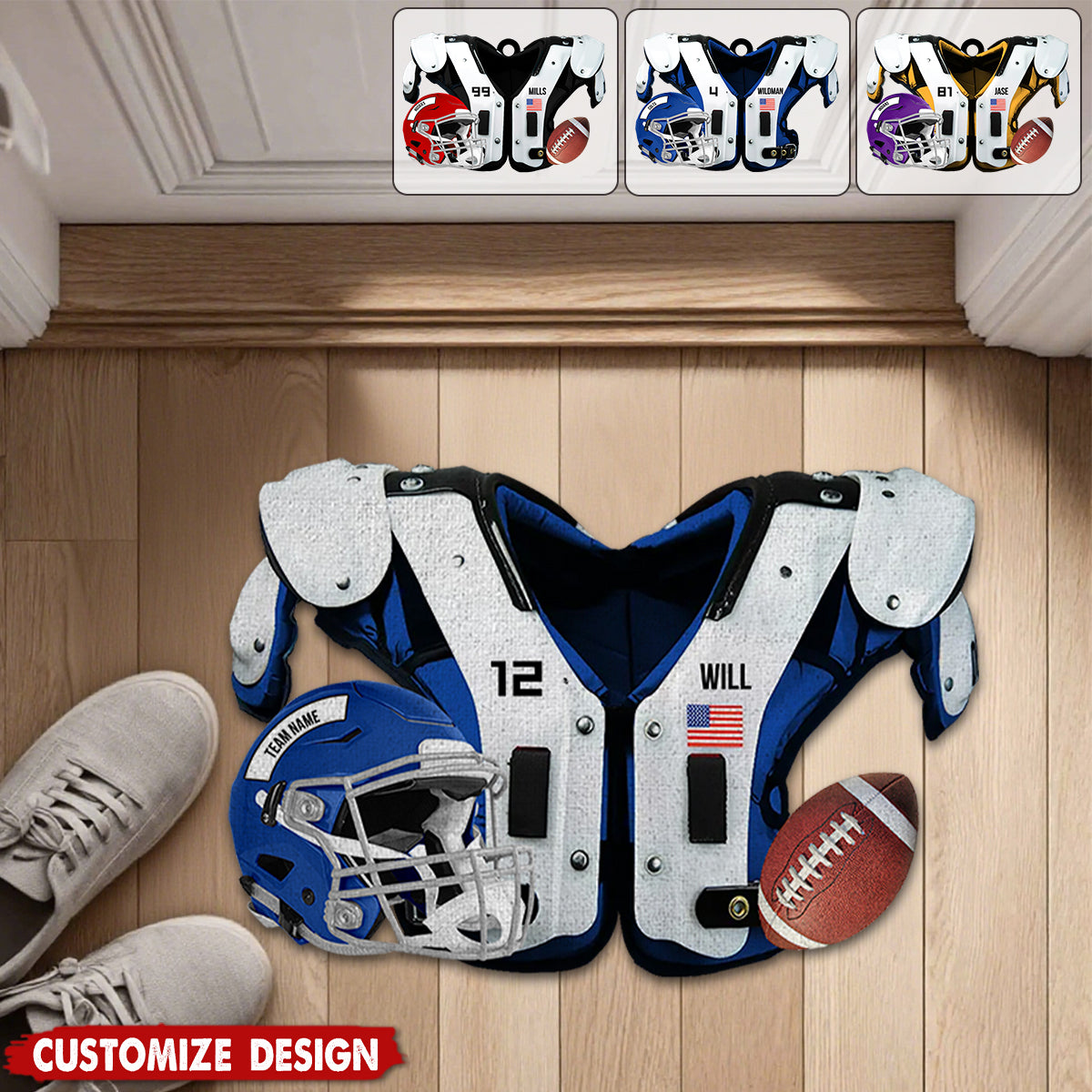 Personalized American Football Doormat/ Rug - Gift For American Lovers