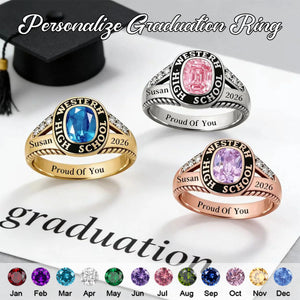 Personalized Graduation Class Birthstone Ring - Graduation Jewelry Gift for Men & Women