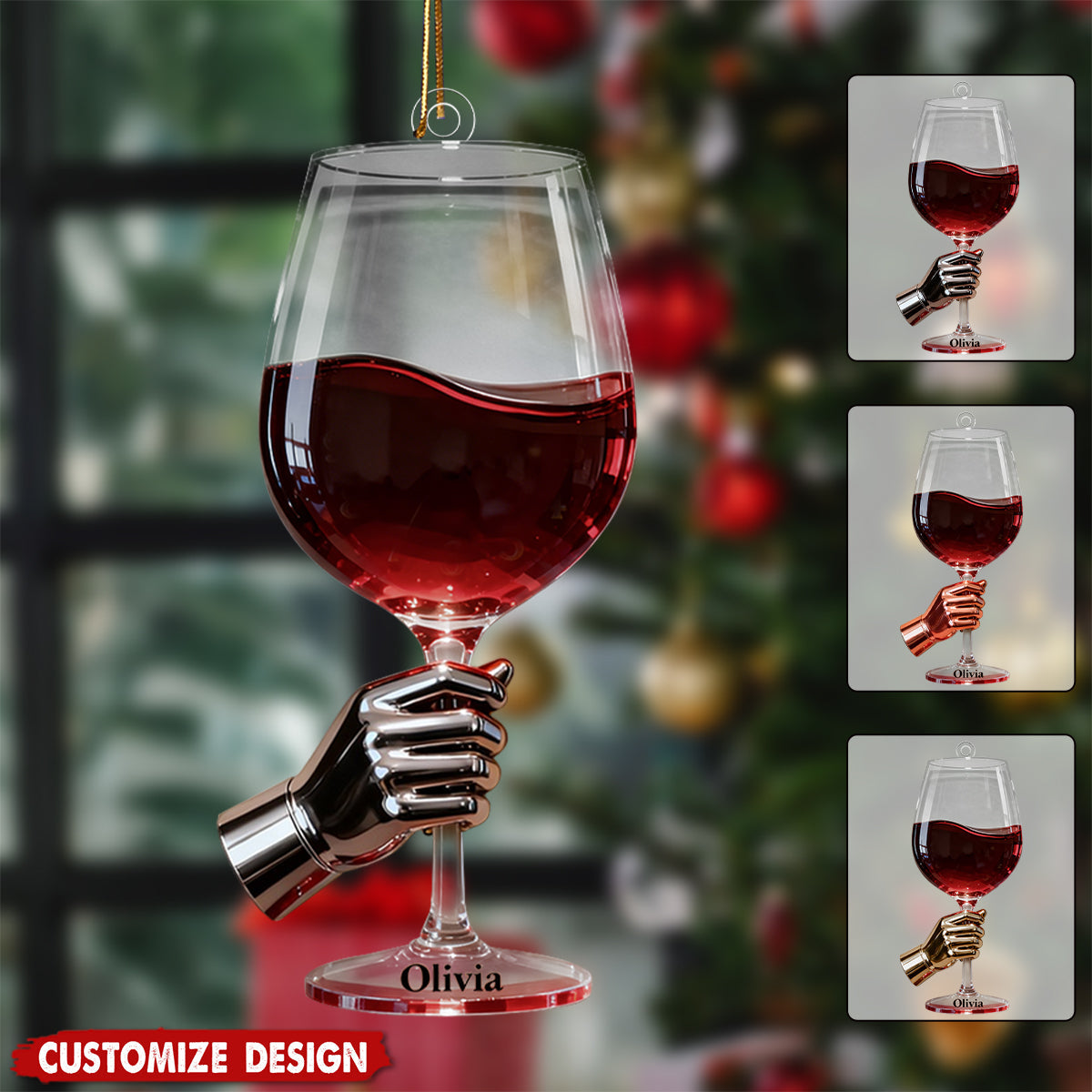 Personalized Wine Glass Christmas Ornament