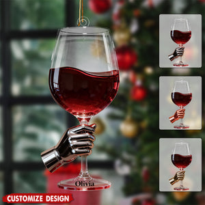 Personalized Wine Glass Christmas Ornament