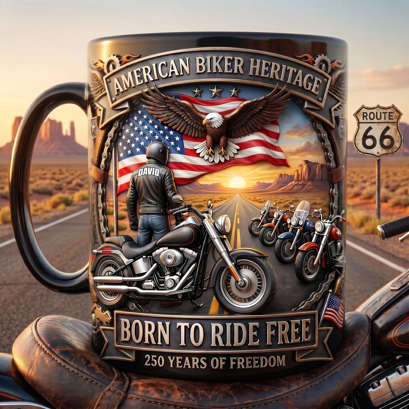 American Biker Heritage Coffee Mug - Personalized Gifts For Motorcycle Lovers