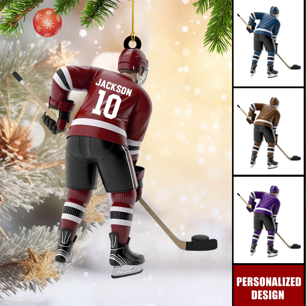 Personalized Hockey Player Ornament Gift For Hockey Lover