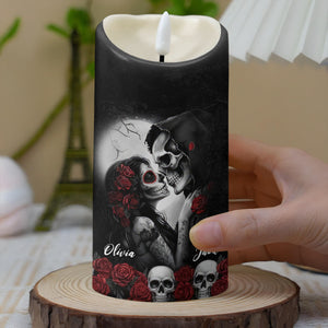 Personalized I Choose You Skull Couple LED Candle