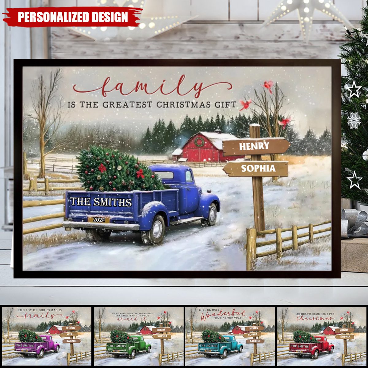 Personalized Family Farm Christmas Truck Poster-Gifts For Truck Lover-New Release