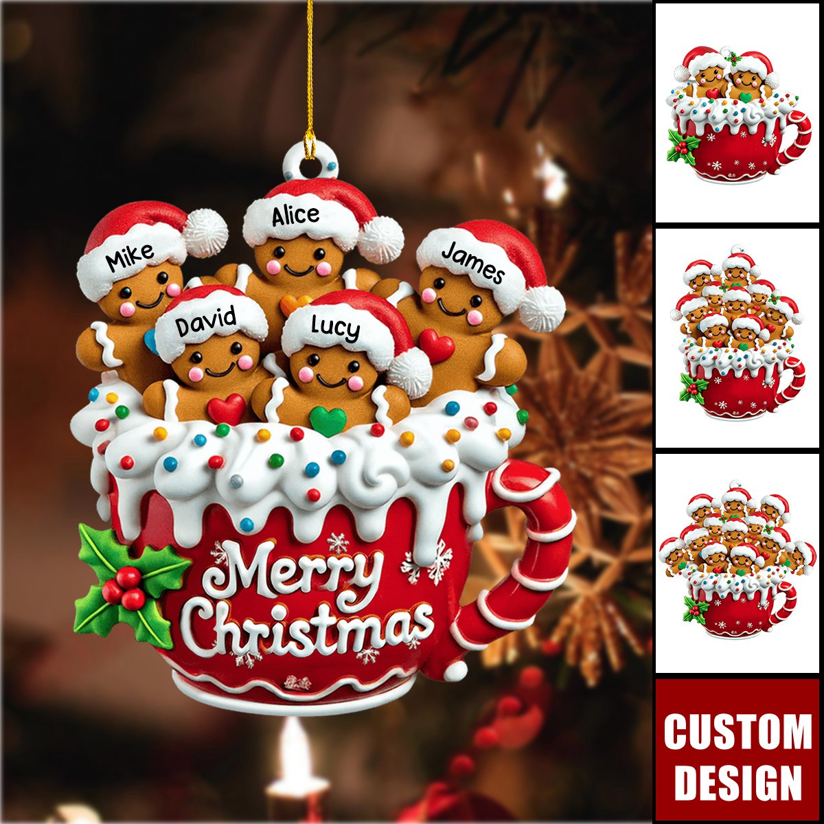 Merry Christmas - Personalized Gingerbread Christmas Ornament, Gift For Family - 2025New Release