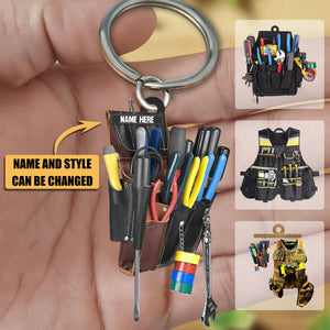 Personalized Electrician Tool Bag Acrylic Keychain