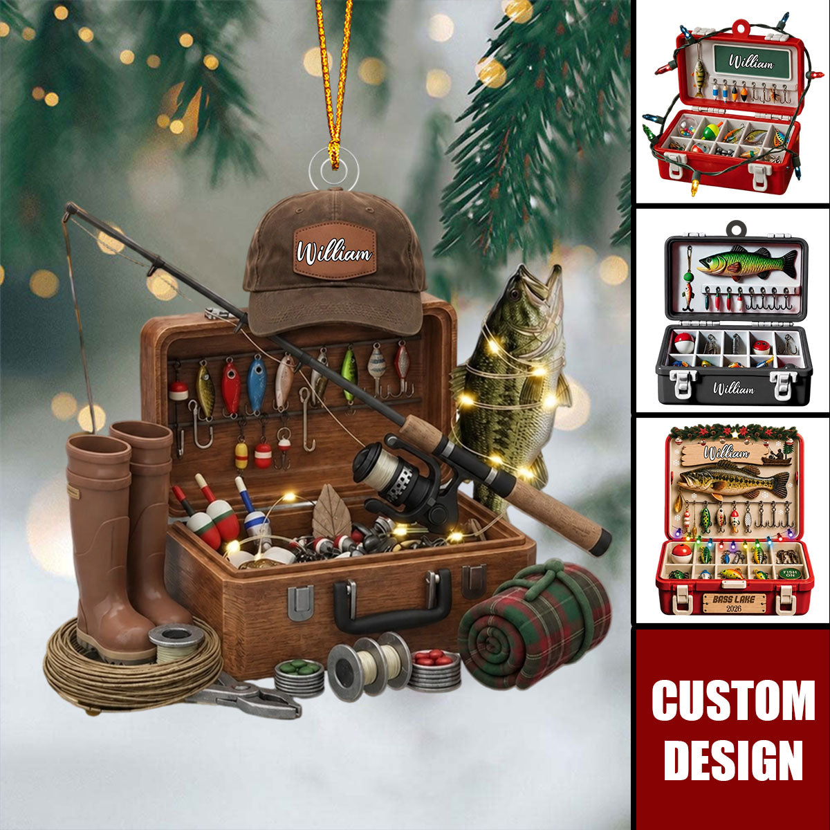 Personalized Fishing Tackle Box Ornament - Gift For Fishing Lovers