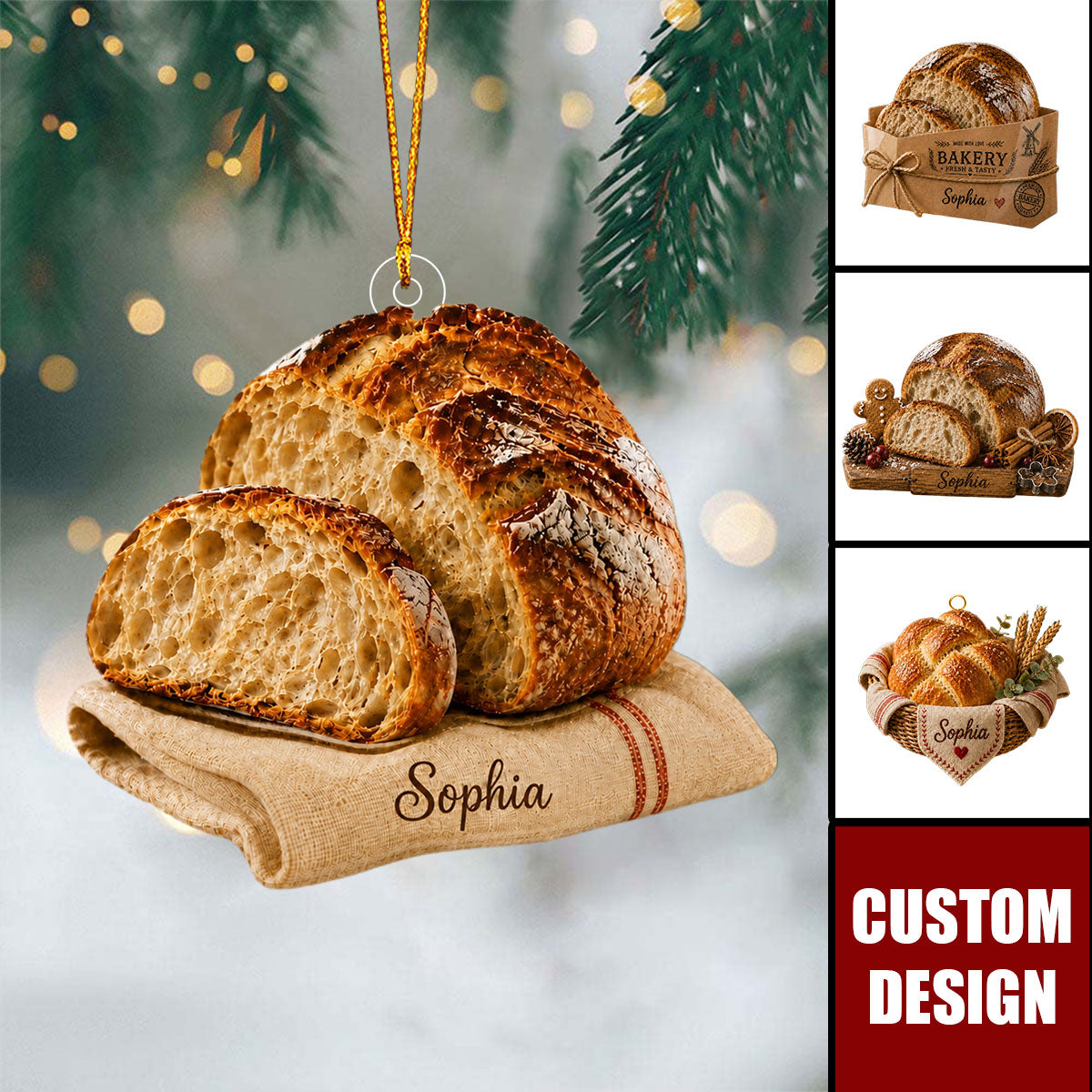 Personalized Sourdough Bread Ornament,Bakery Gift For Grandma