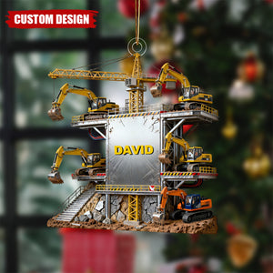 Personalized Excavator Engineering Christmas Ornament
