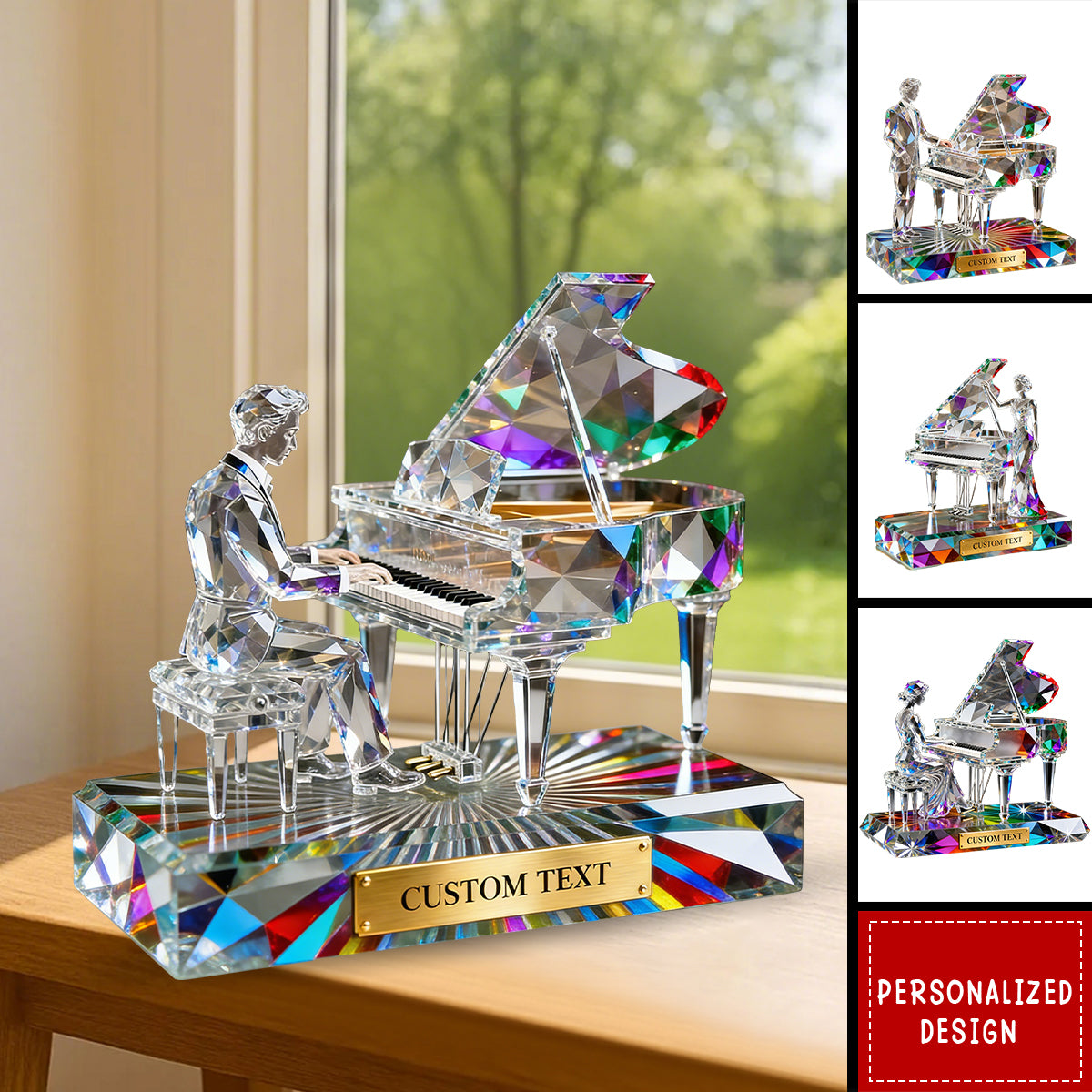 Personalized Stained Glass Piano Acrylic Plaque